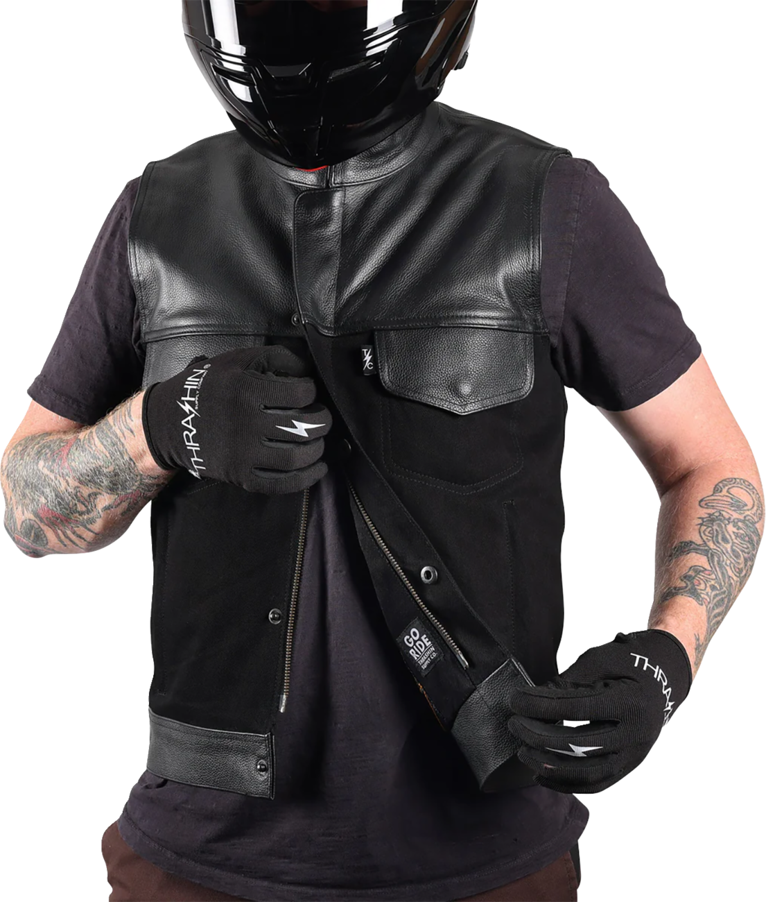VEST KANAN LEATHER DENIM 3XL