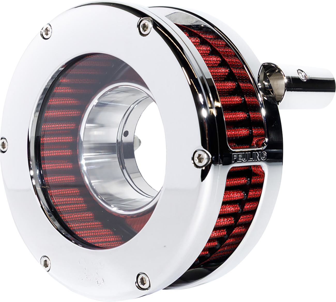 AIR CLEANER BA SLIM CLEAR COVER CHROME/RED 99-17 TWIN CAM
