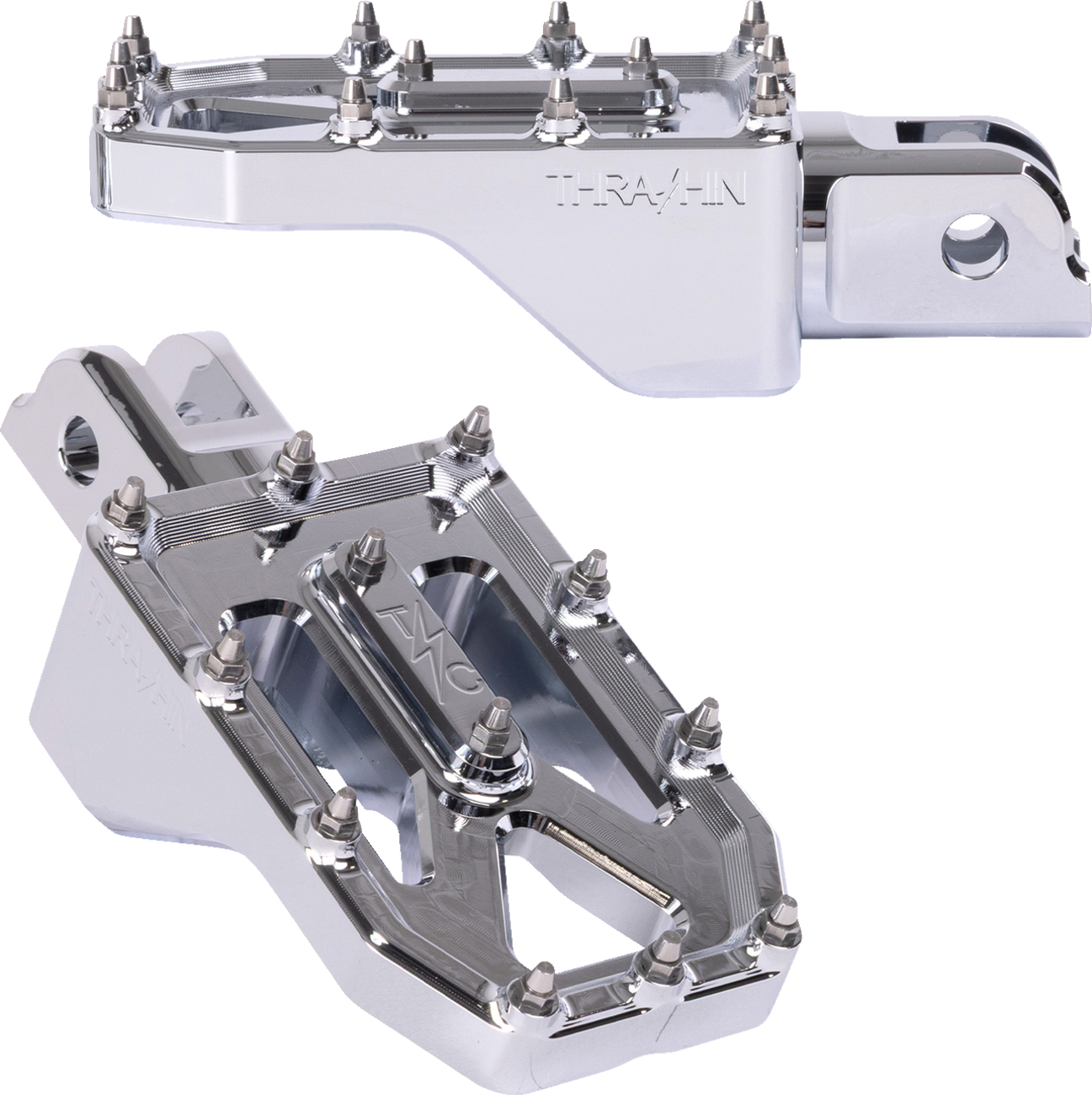 FOOTPEGS AGGRESSOR FRONT M8 SOFTAIL CHROME