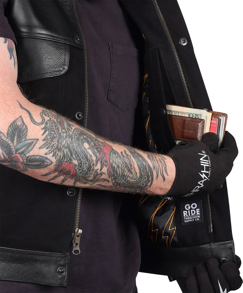 VEST KANAN LEATHER DENIM 3XL
