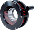 AIR CLEANER BA SLIM CLEAR COVER BLACK/RED 99-17 TWIN CAM