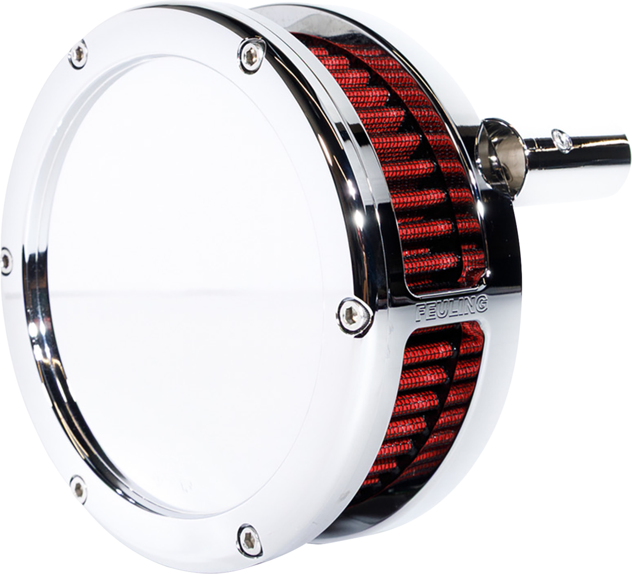 AIR CLEANER BA SLIM SOLID COVER CHROME/RED 99-17 TWIN CAM