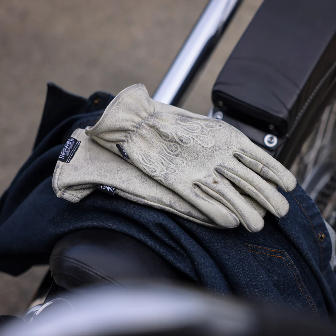GLOVE ROPER LEATHER BONE WHITE XS